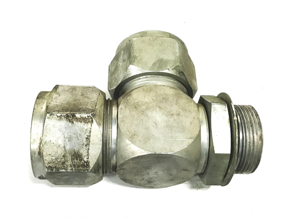 Lenz 1-1/4 inch Male x 1 inch Female x 1/2 inch Female Tube Fitting Tee NOS