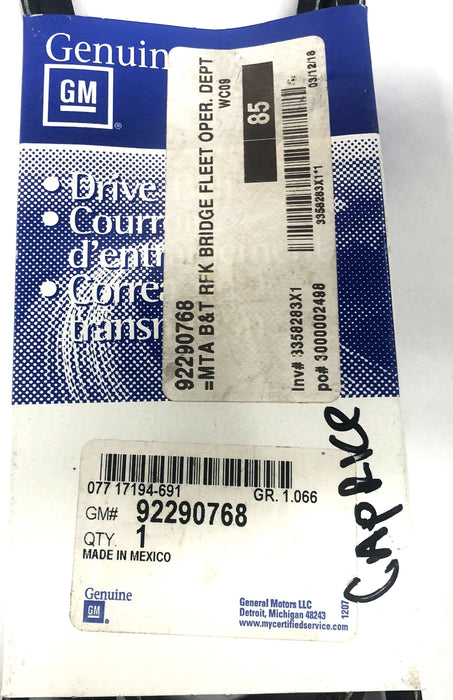 GM OEM Serpentine Belt 92290768 NOS