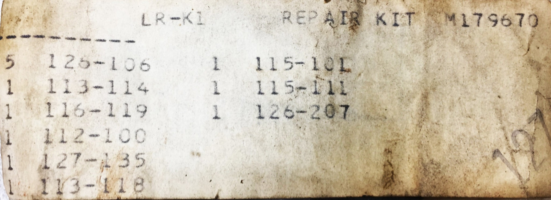 Numatics LR-K1 Repair Kit M179670 NOS