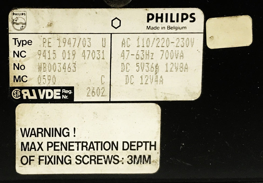 Philips Phase I Processor Power Supply PE1947/03U USED