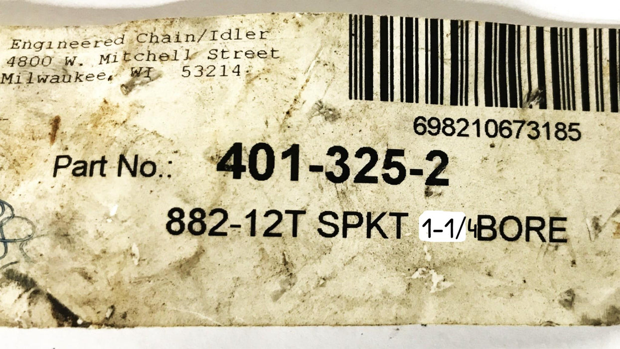 Rexnord 12-Tooth Table Top Chain Sprocket (with 1-1/4 Bore) 401-325-2 NOS