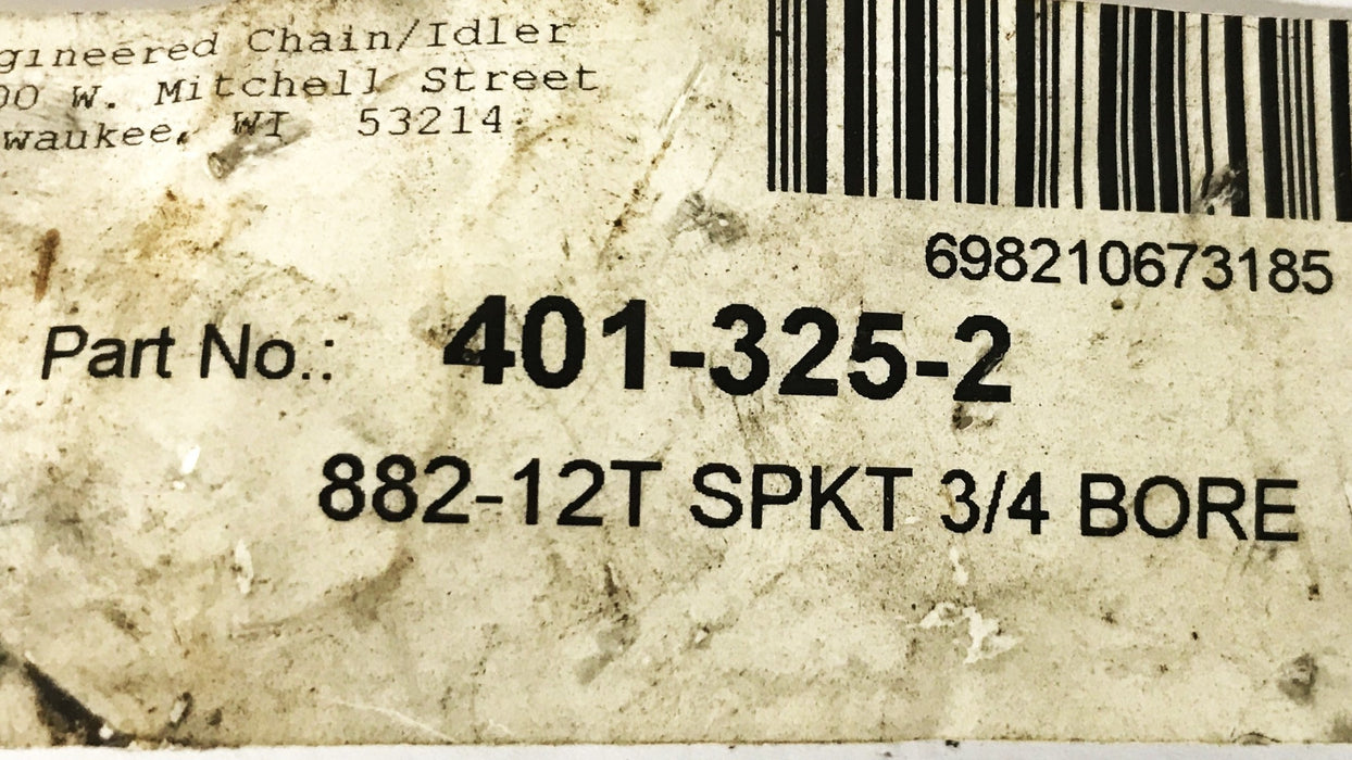 Rexnord 12-Tooth Table Top Chain Sprocket 401-325-2 NOS