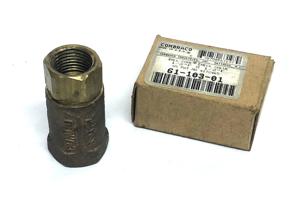 Conbraco 1/2x1/2 Inch Female Ball Cone Check Valve 61-103-01 (4172465) NOS