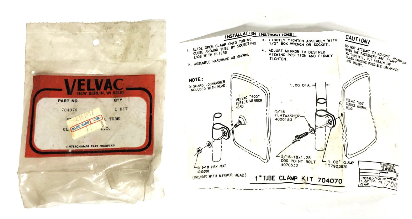 Velvac 1 Inch Tube Clamp Kit 704070 [Lot of 3] NOS