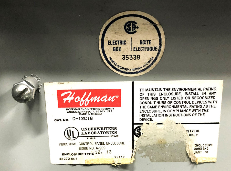 Hoffman Sloped Type 12 &13 Industrial Control Panel Enclosure Green C-12C16 USED