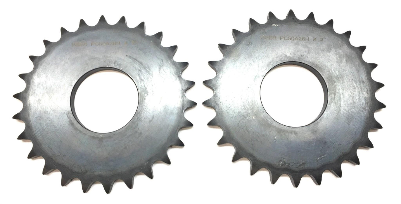 Peer Roller Chain Sprocket PC50A26H X 2" Bore [Lot of 2] NOS
