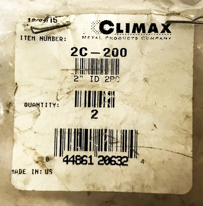 Climax 2 inch 2-Piece Split Shaft Collar 2C-200 [Lot of 2] NOS