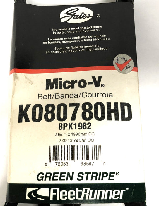 Gates FleetRunner Green Stripe Micro-V Drive Belt K080780HD (8PK1982) NOS