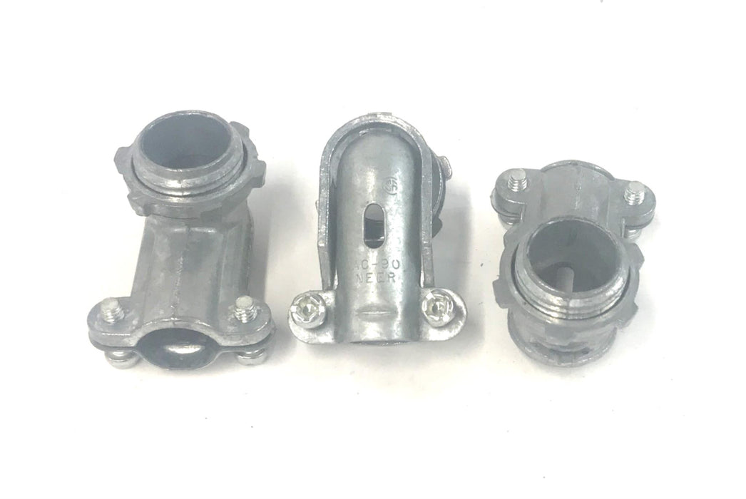 NEER Box(50 Pcs) of 3/8IN 90 Deg Armored Cable Connector Screw Missing AC-90 NOS