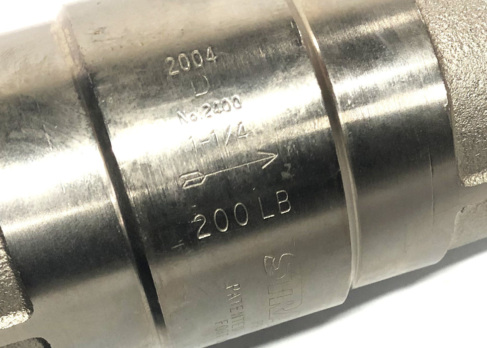 Strataflo 1-1/4 Inch 200LB Check Valve With Steel Poppet 2400 NOS
