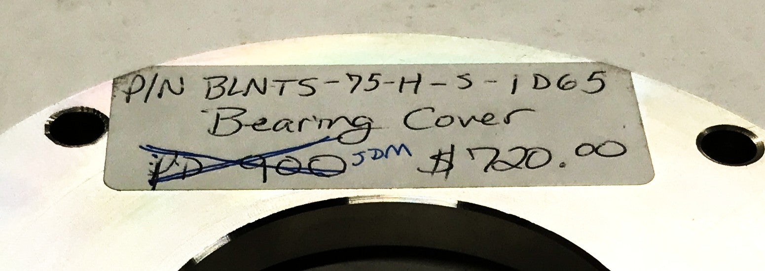 Unbranded Stainless Steel Bearing Cover BLNTS-75-H-S-1D65 NOS