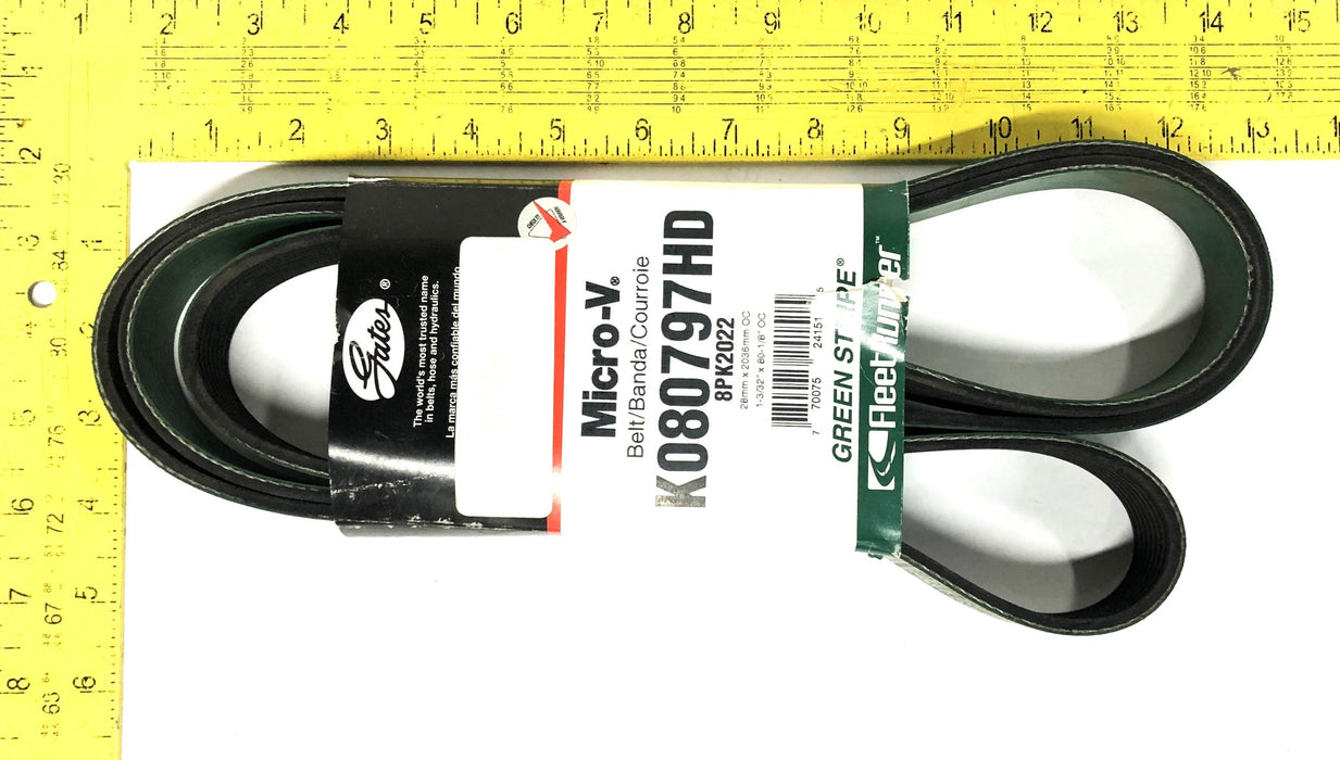 Gates FleetRunner Green Stripe Micro-V Drive Belt K080797HD (8PK2022) NOS