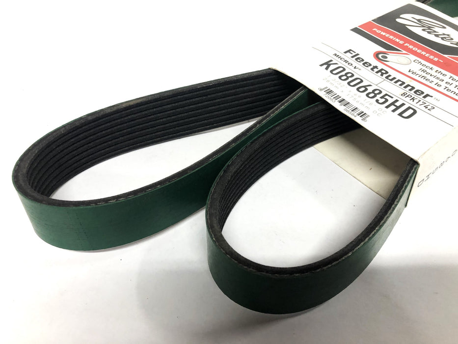 Gates FleetRunner Micro-V 1-3/32x69-1/8 IN OC Drive Belt K080685HD (8PK1742) NOS