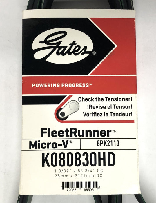 Gates FleetRunner Micro-V 1-3/32x83-3/4 IN OC Drive Belt K080830HD (8PK2113) NOS