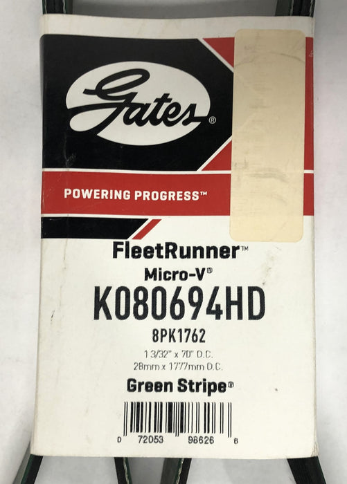 Gates FleetRunner Micro-V Green Stripe Drive Belt K080694HD (8PK1762) NOS