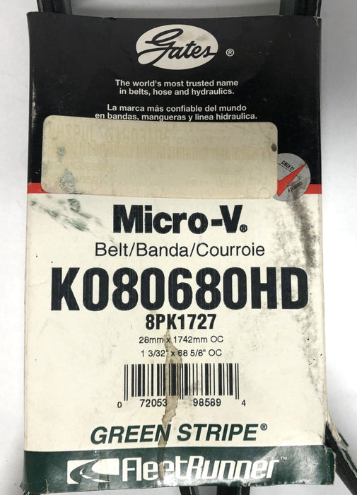 Gates FleetRunner Micro-V Green Stripe Drive Belt K080680HD (8PK1727) NOS