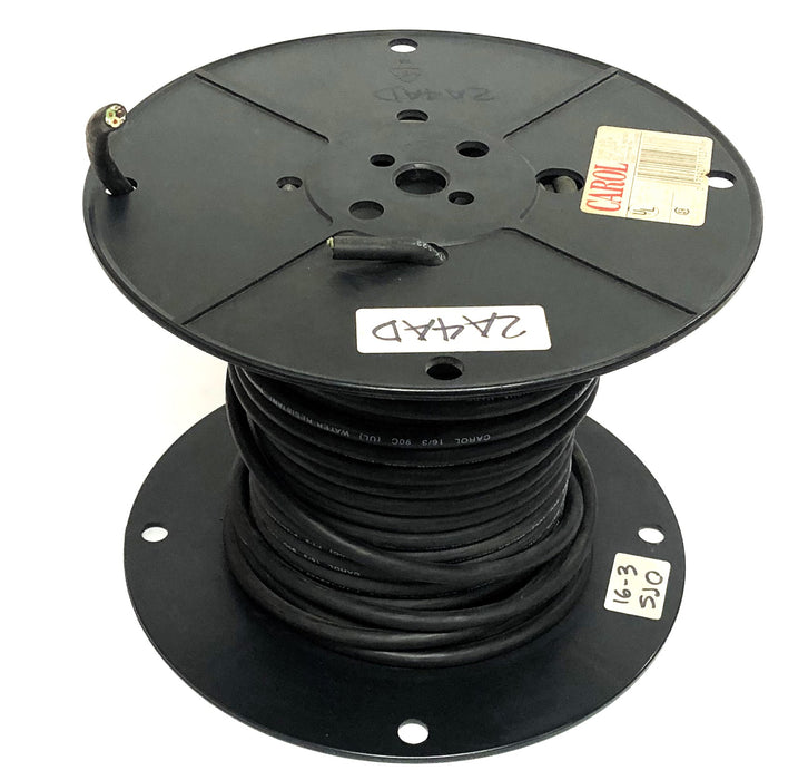 Carol 250FT 3 Conductor 16AWG Unshielded 600V 90C SJ00W 1/2 Spool 01342.15.01NOS