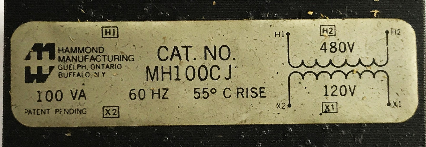Hammond Industrial Control Transformer MH100CJ USED