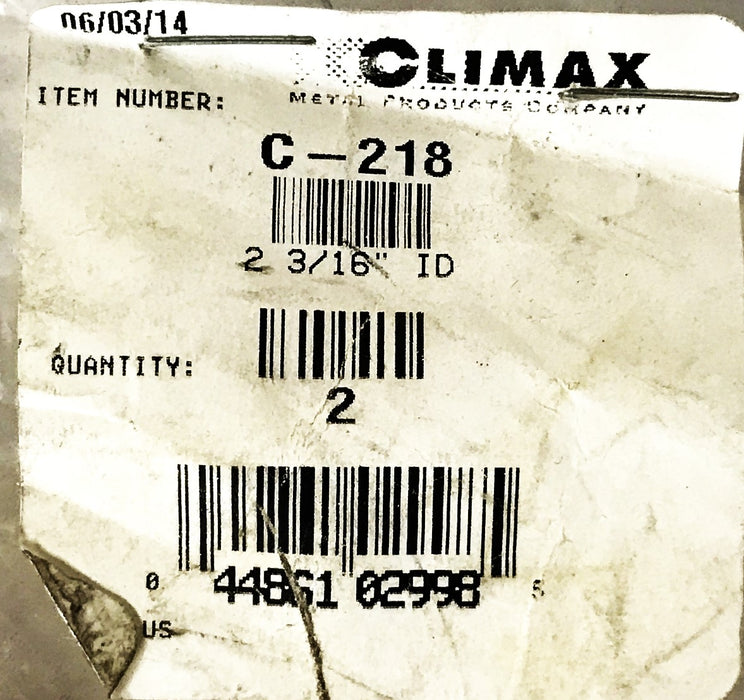 Climax 2-3/16 inch Set Screw Collar C-218 [Lot of 2] NOS