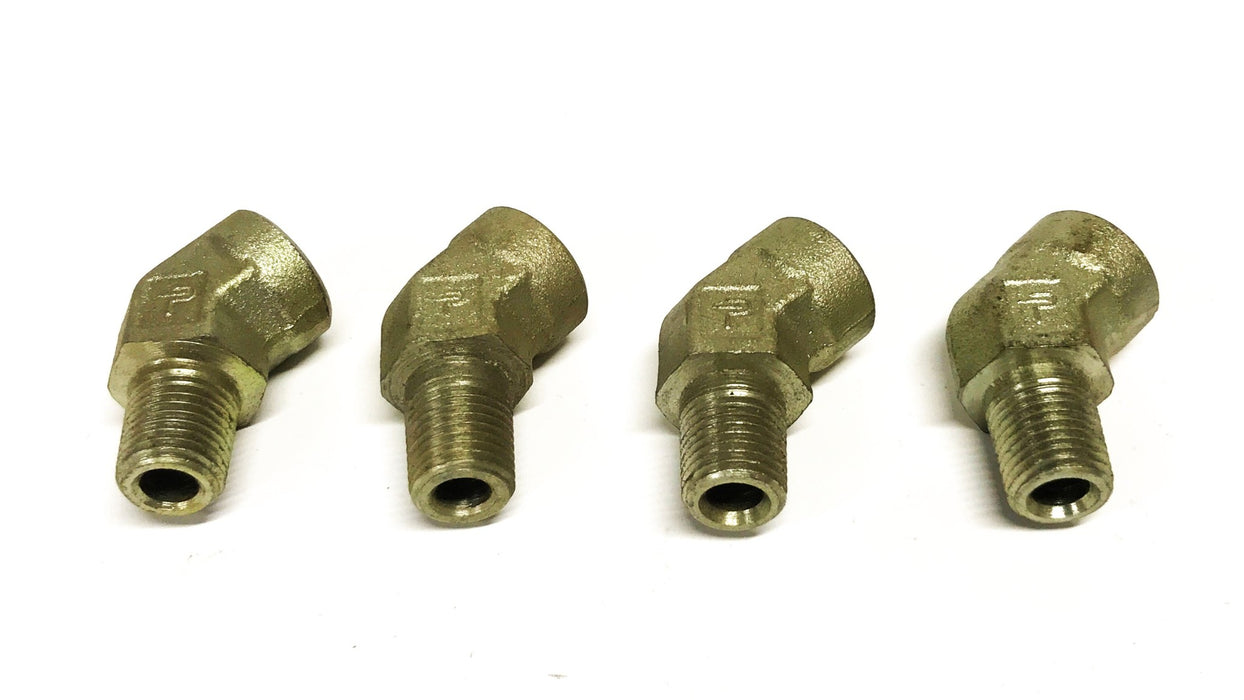 Parker Steel Zinc 1/4 inch Male x 1/4 inch Female 45-degree Elbow [Lot of 4] NOS