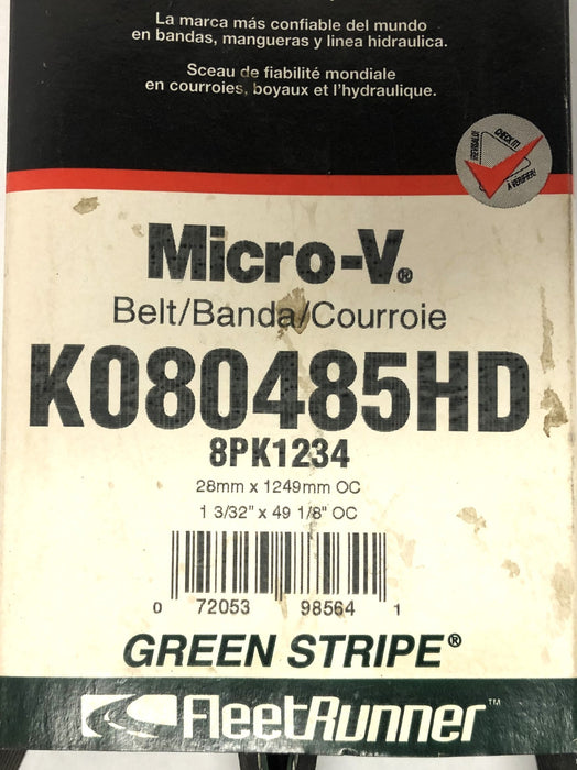 Gates FleetRunner Micro-V Green Stripe Drive Belt K080485HD (8PK1234) NOS