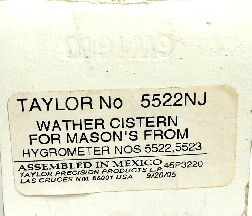 Taylor Weather Cistern For Mason's 5522NJ [Lot of 2] NOS