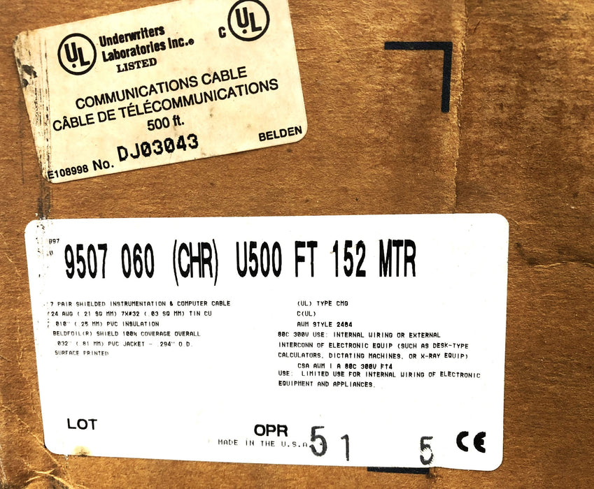 Belden UnReel Shielded Instrumentation/Computer Cable 3/4 Spool 9507-060 CHR NOS