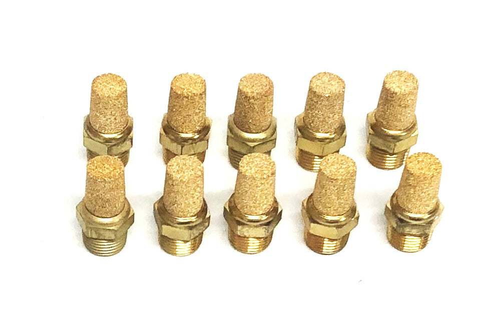 Unbranded Brass Pneumatic Air Muffler 1/8 Inch NPT Male [Lot of 10] NOS