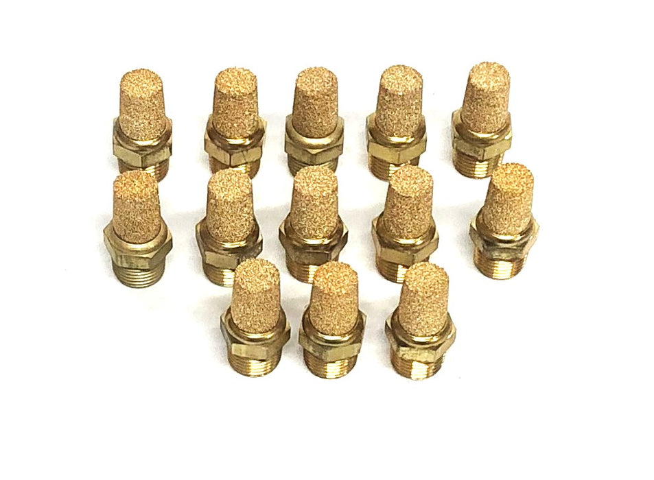 Unbranded Brass Pneumatic Air Muffler 1/8 Inch NPT Male [Lot of 13] NOS