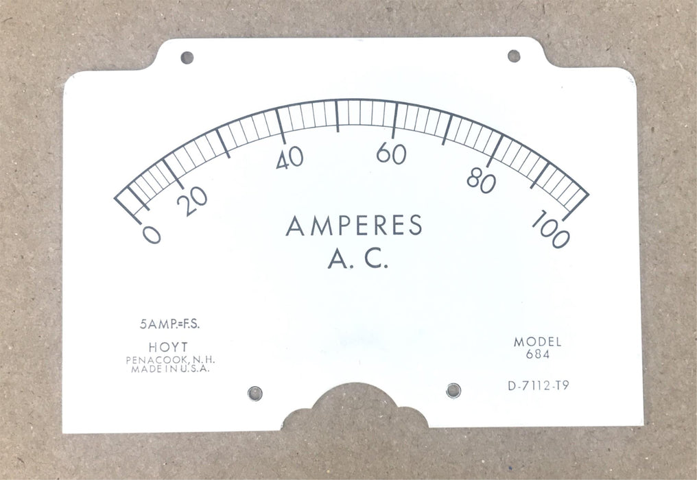 Hoyt Replacement Meter Scale for Model 684 Ammeters D-7112-T9 [Lot of 2] NOS