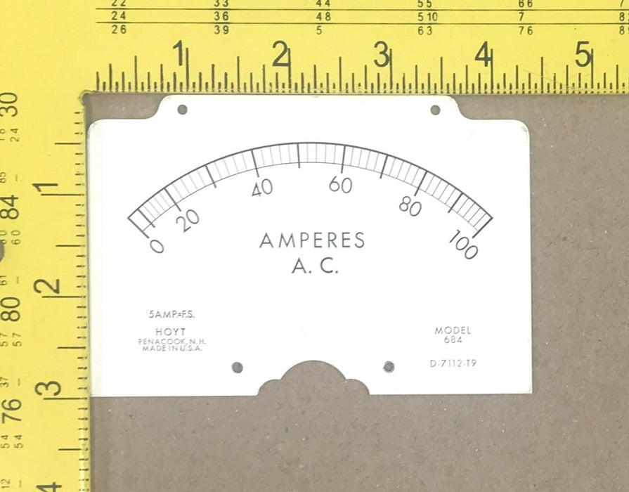 Hoyt Replacement Meter Scale for Model 684 Ammeters D-7112-T9 [Lot of 2] NOS