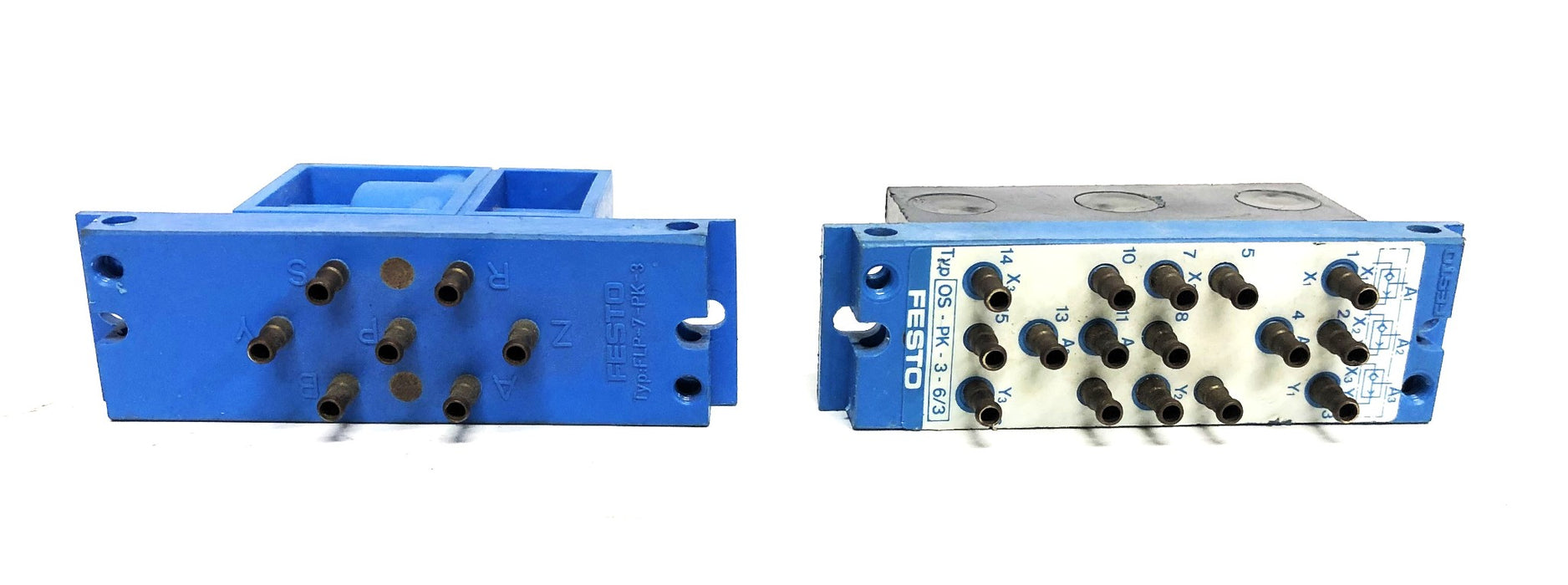 Festo Mono Block Valve And Valve Sub Bas OS-PK-3-6/3 FLP-7-PK-3 [Lot of 2] USED