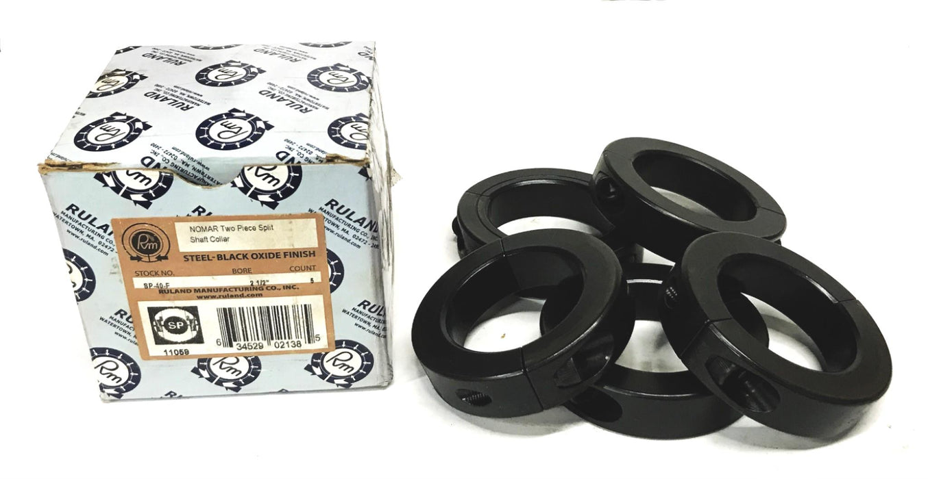 Ruland 2-1/2 inch Black Oxide 2-Piece Split Shaft Collar SP40F [Lot of 5] NOS