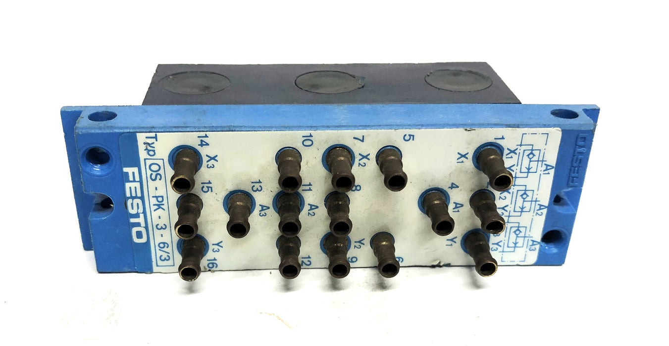 Festo Mono Block Valve And Valve Sub Bas OS-PK-3-6/3 FLP-7-PK-3 [Lot of 2] USED