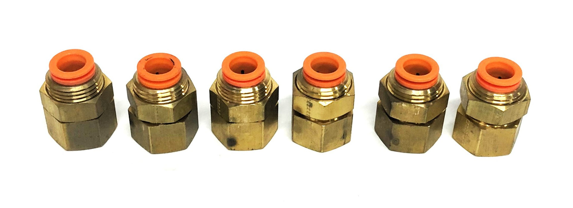 SMC 3/8IN NPT 1/2IN Tube Brass Female Bulkhead Connector KQ2E13-37 [Lot of 6]NOS