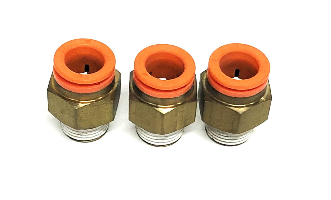 SMC Spore 3/8 Inch Brass Male Push Connect Coupling 1/2 Inch [Lot of 3] NOS