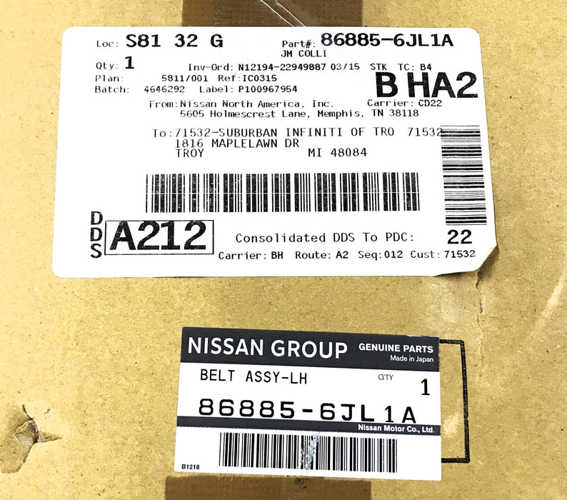 Nissan Joyson Belt Assy-Tongue Pretensioner Front LH TK-AH2-G2878 NOS