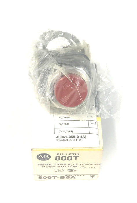 Allen-Bradley NEMA Type 4, 13 Push Button Series T 800T-B6A NOS