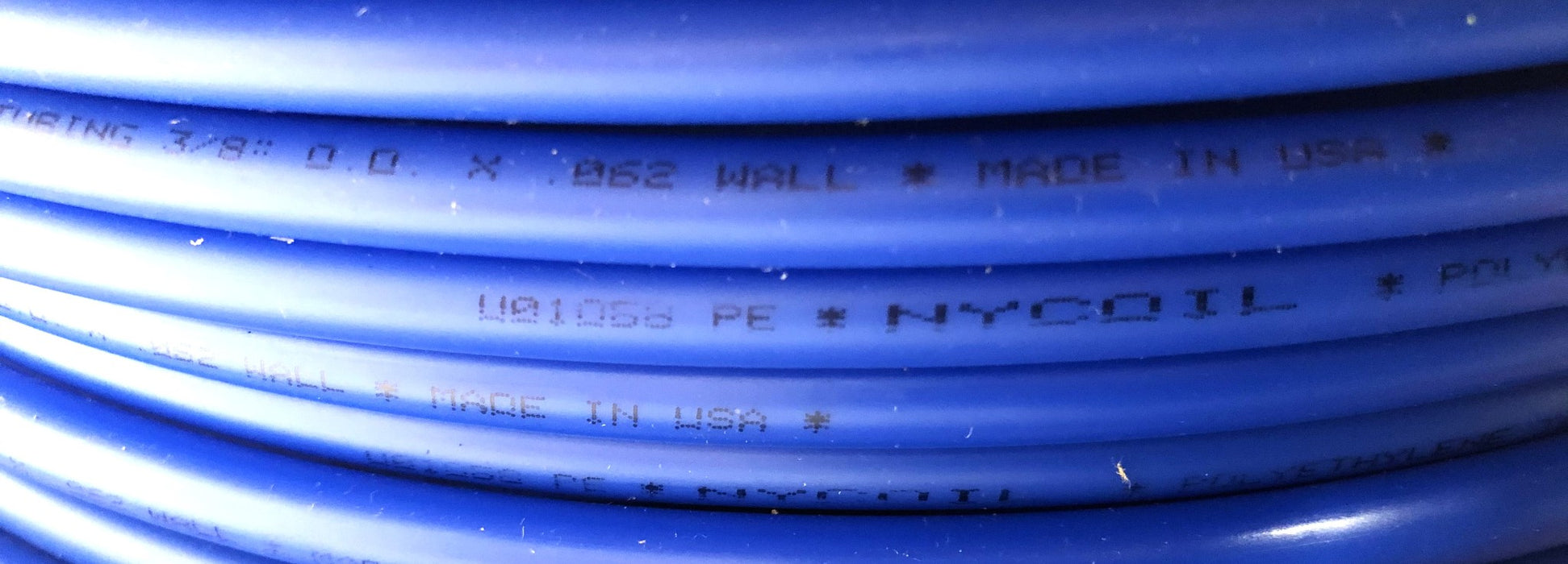 Nycoil 230 Foot 3/8 Inch OD .062 Wall Blue Polyethylene Tubing U01O58 PE NOS