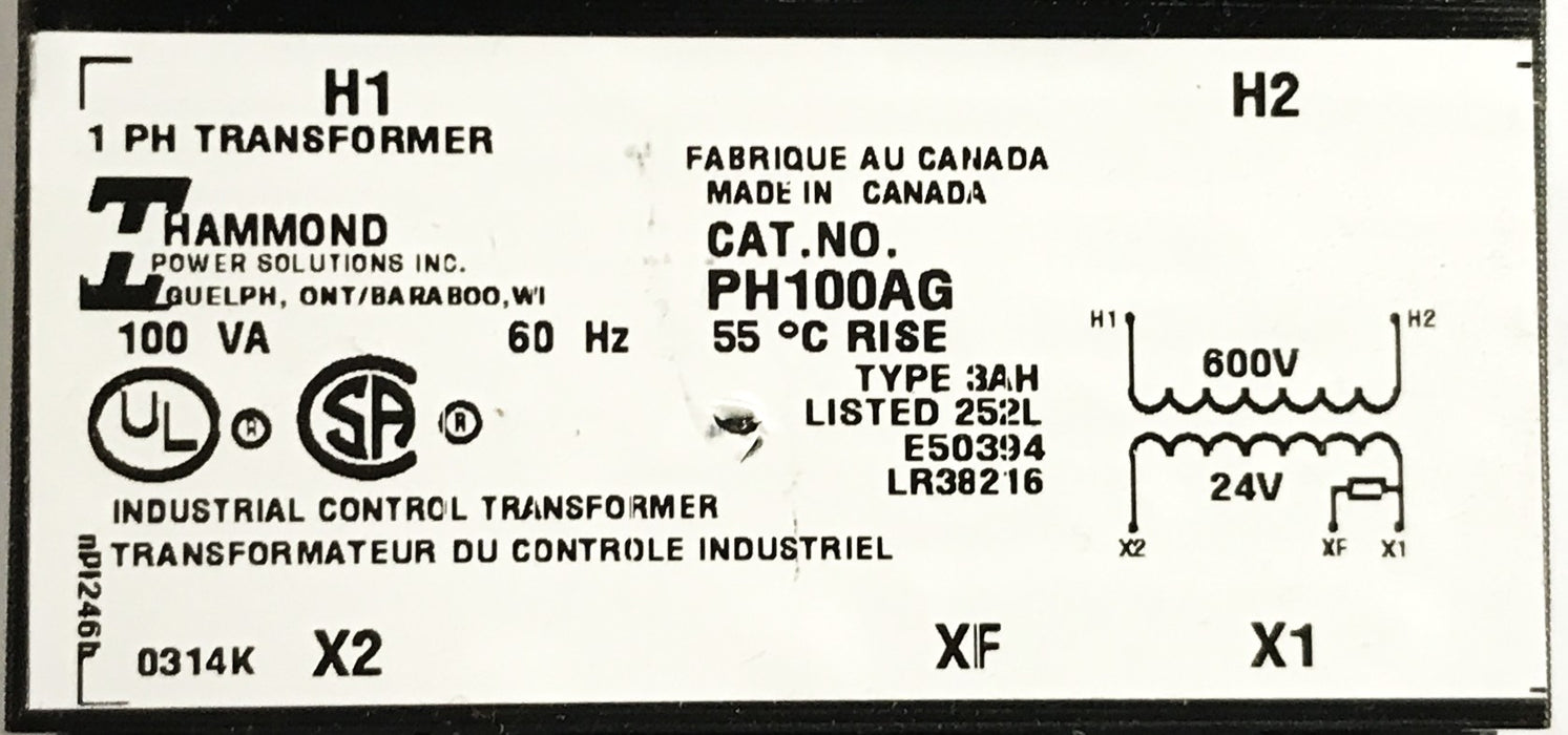 Hammond Control Transformer PH100AG NOS