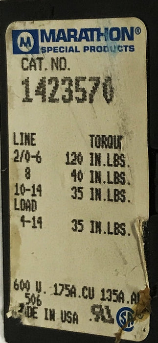 Marathon 3-Pole Power Distribution Block 1423570 [Lot of 2] USED