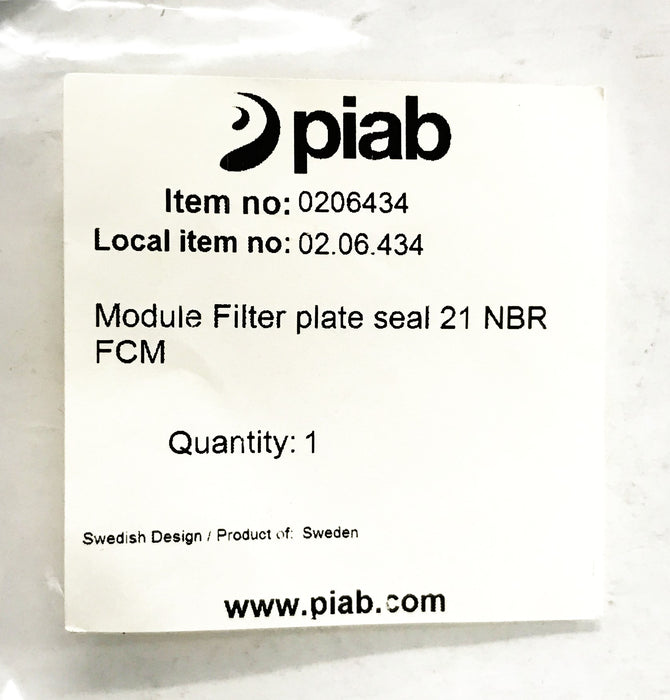 Piab Vacuum Module Filter Plate Seal 0206434 NOS
