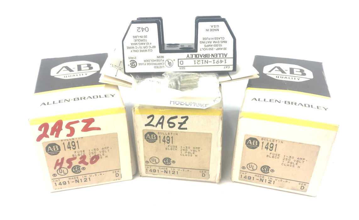 Allen-Bradley Fuse Block Series D 1491-N121 [Lot of 3] NOS