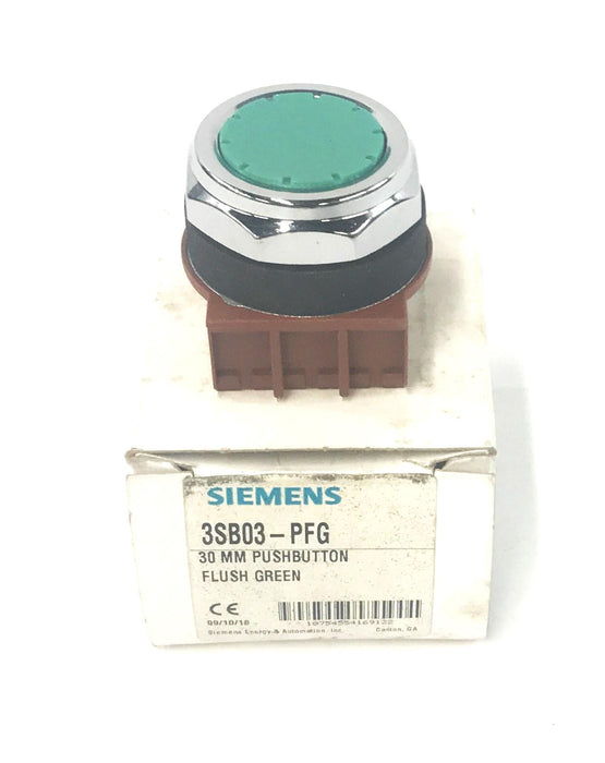 Siemens Pushbutton Switch 30mm Flush Green 3SB03-PFG NOS
