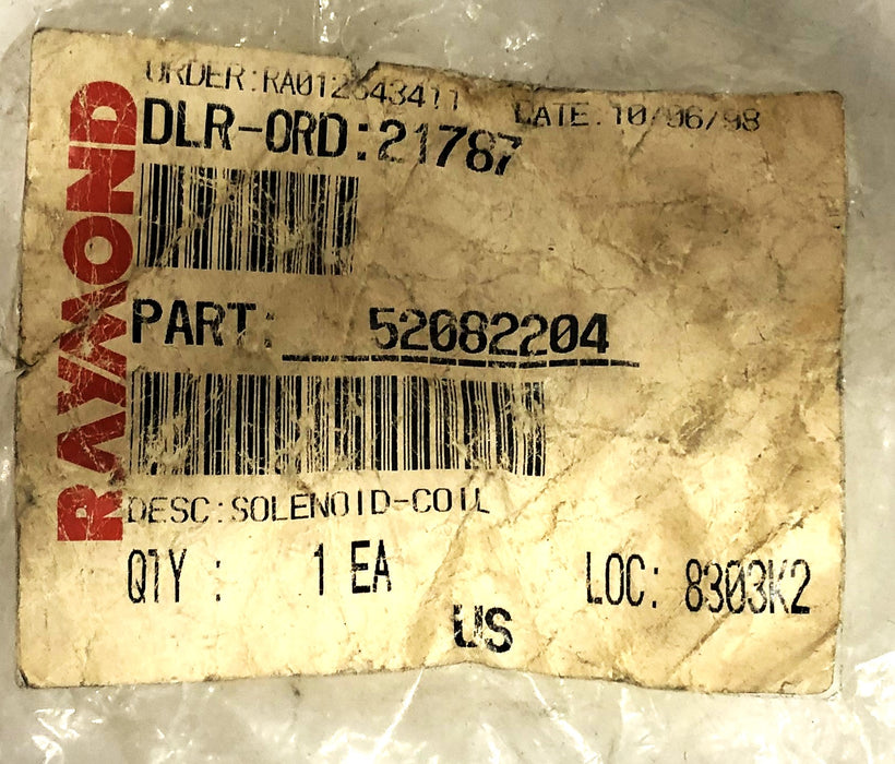 Raymond/Vickers 36VDC 9618 Solenoid Coil 520-822-04 (20437) NOS
