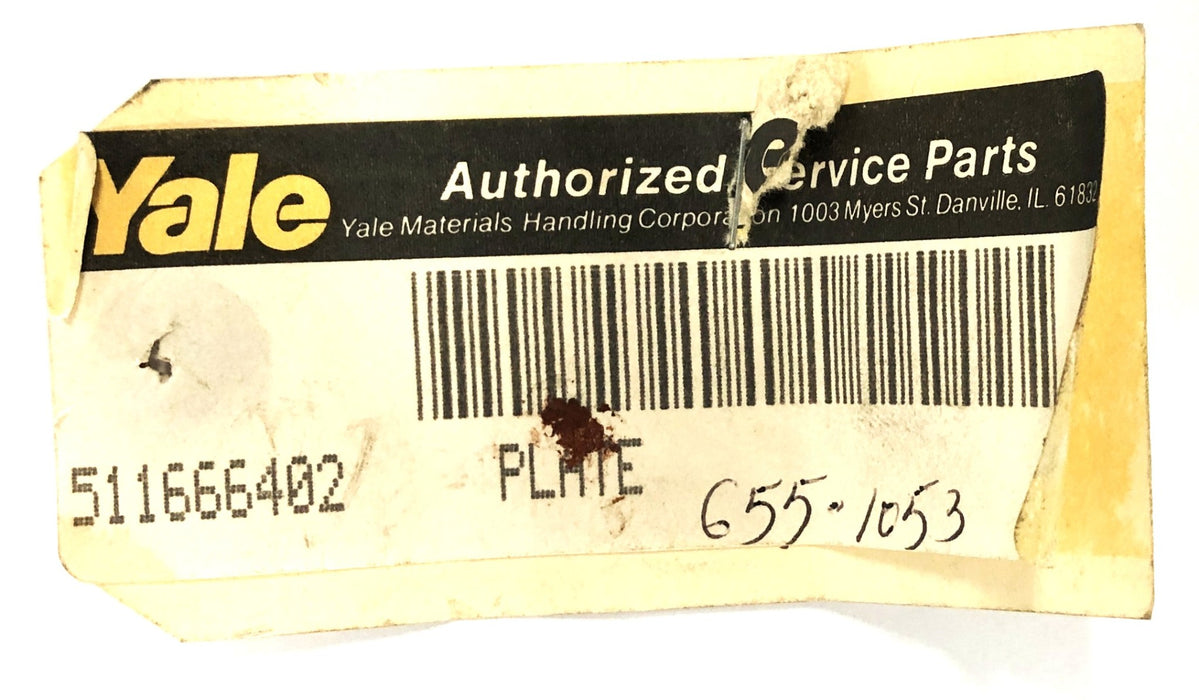Yale Forklift Plate 511666402 NOS