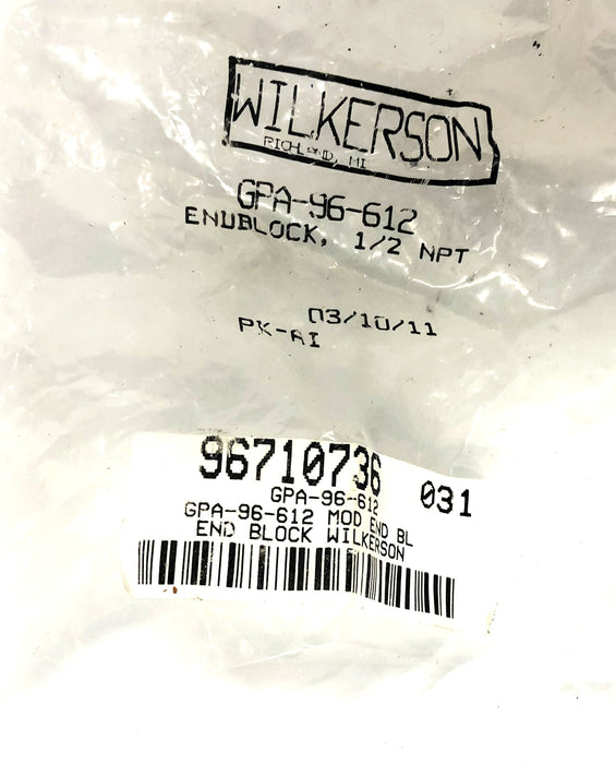 Wilkerson 1/2 Inch NPT End Block Connector GPA-96-612 [Lot of 2] NOS