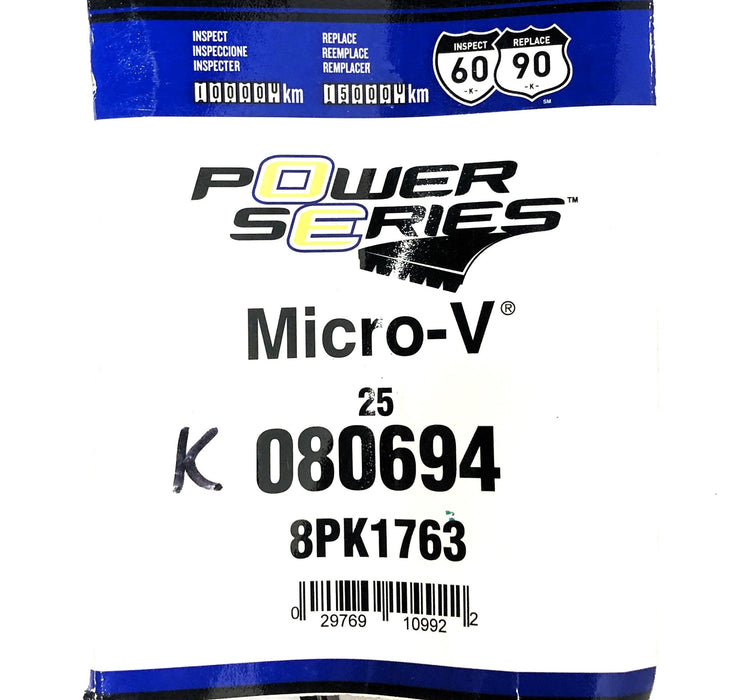 Gates Power Series Micro-V Serpentine Belt K080694 (8PK1763) NOS