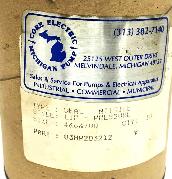 Core Electric 4, 6, & 700 Pressure Lip Nitrile Seal 03HP203212 [Lot of 3] NOS