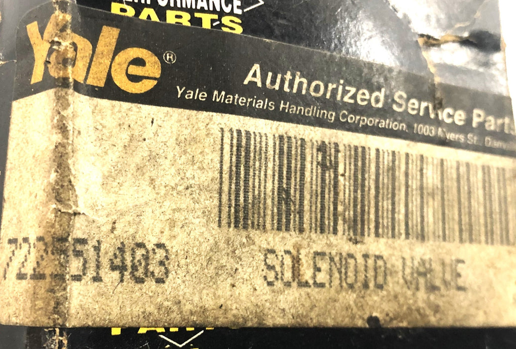 Yale/Waterman 12VDC Solenoid Valve 722551403 (704107) NOS